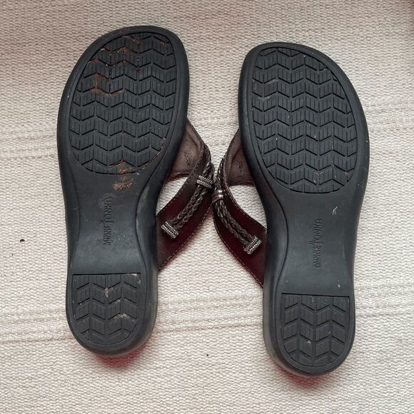 Minnetonka Silverthorne Prism Flip Flops, Brown Leather‎ - Picture 4 of 5